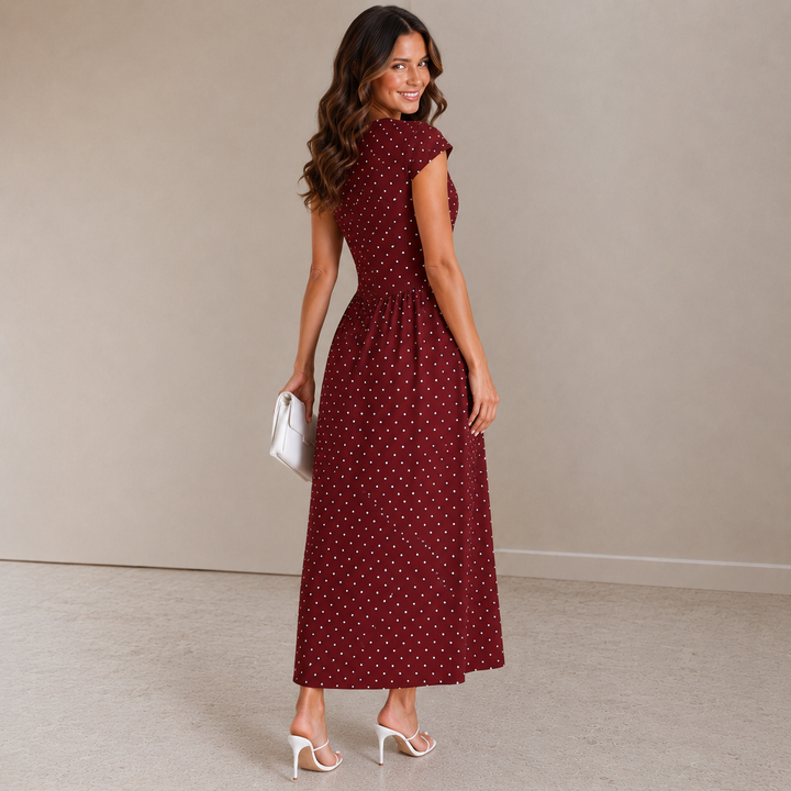 Cindy | Elegant Polka Dot Midi Dress