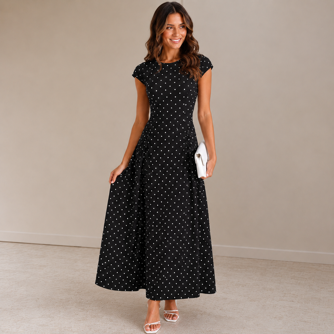 Cindy | Elegant Polka Dot Midi Dress
