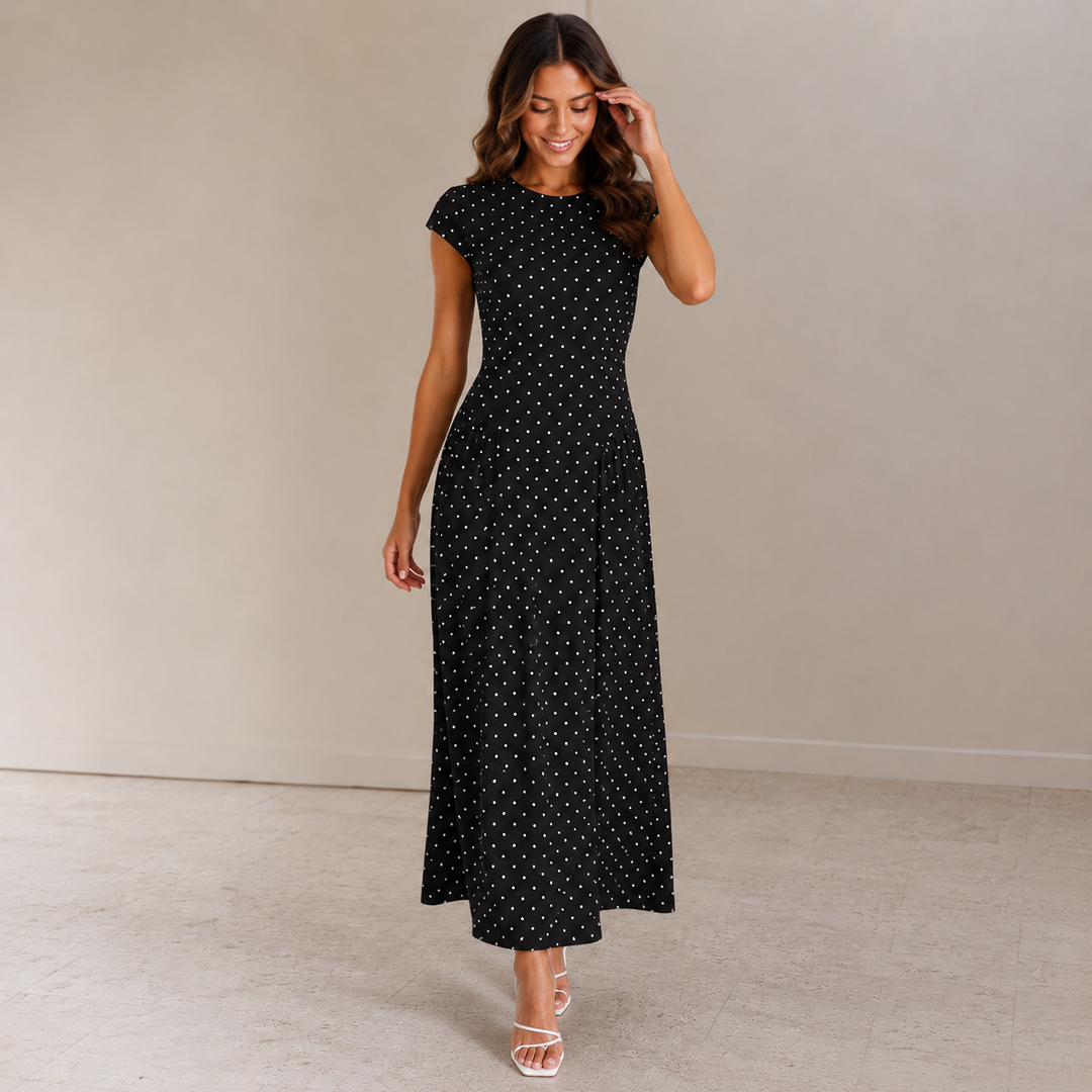 Cindy | Elegant Polka Dot Midi Dress