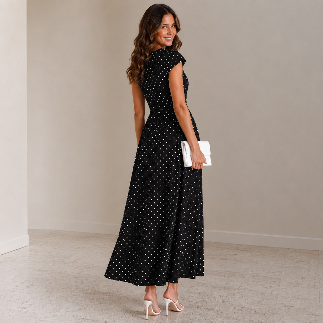 Cindy | Elegant Polka Dot Midi Dress