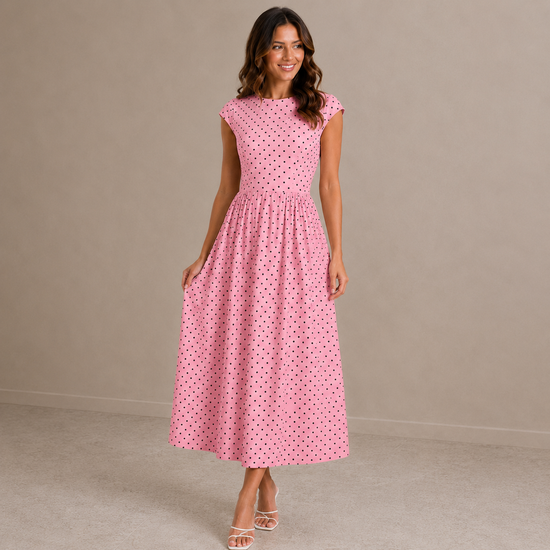 Cindy | Elegant Polka Dot Midi Dress