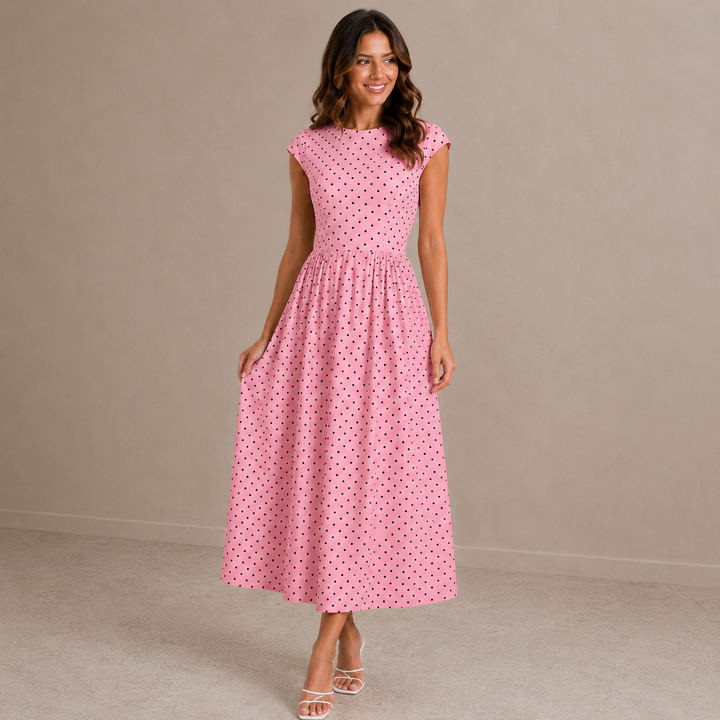 Cindy | Elegant Polka Dot Midi Dress