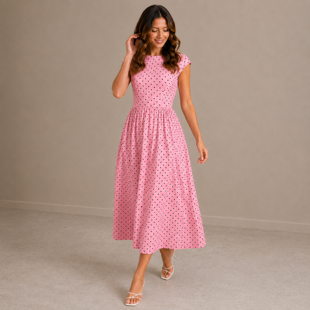Cindy | Elegant Polka Dot Midi Dress