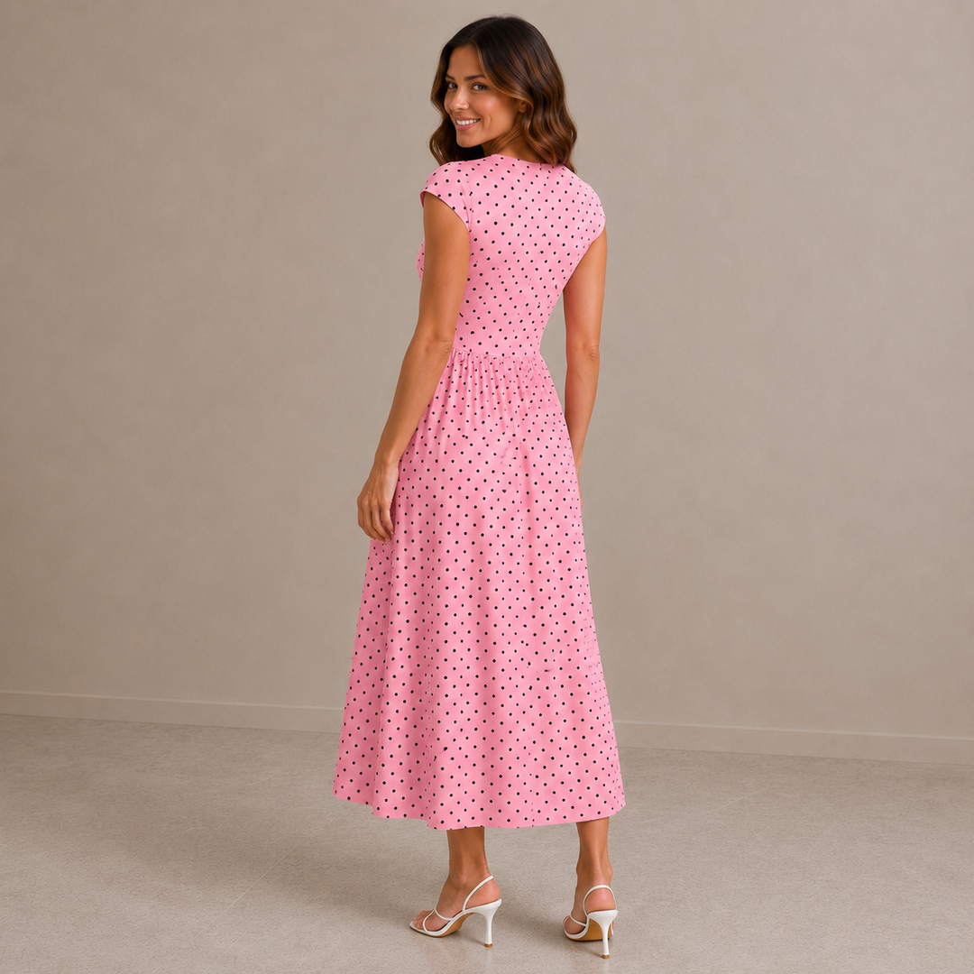 Cindy | Elegant Polka Dot Midi Dress