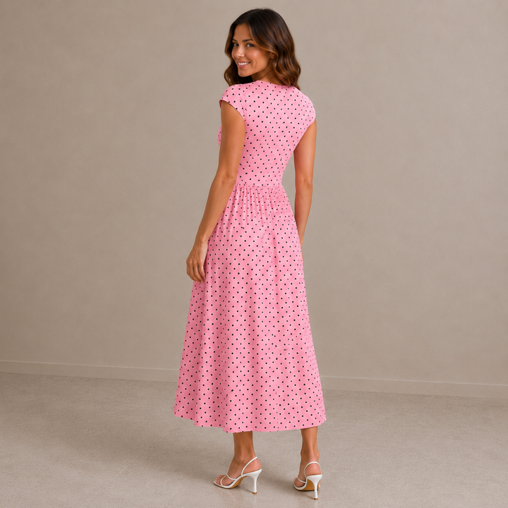 Cindy | Elegant Polka Dot Midi Dress