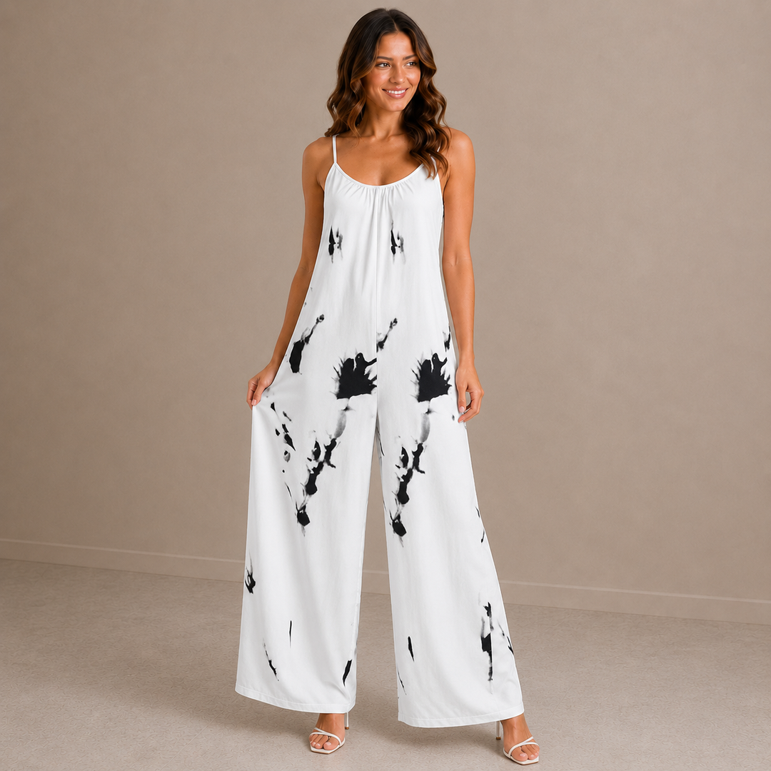 Avery | Casual V-Neck Patterned Full-Length Romper