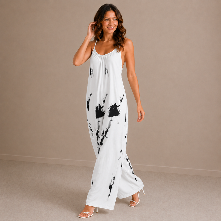 Avery | Casual V-Neck Patterned Full-Length Romper