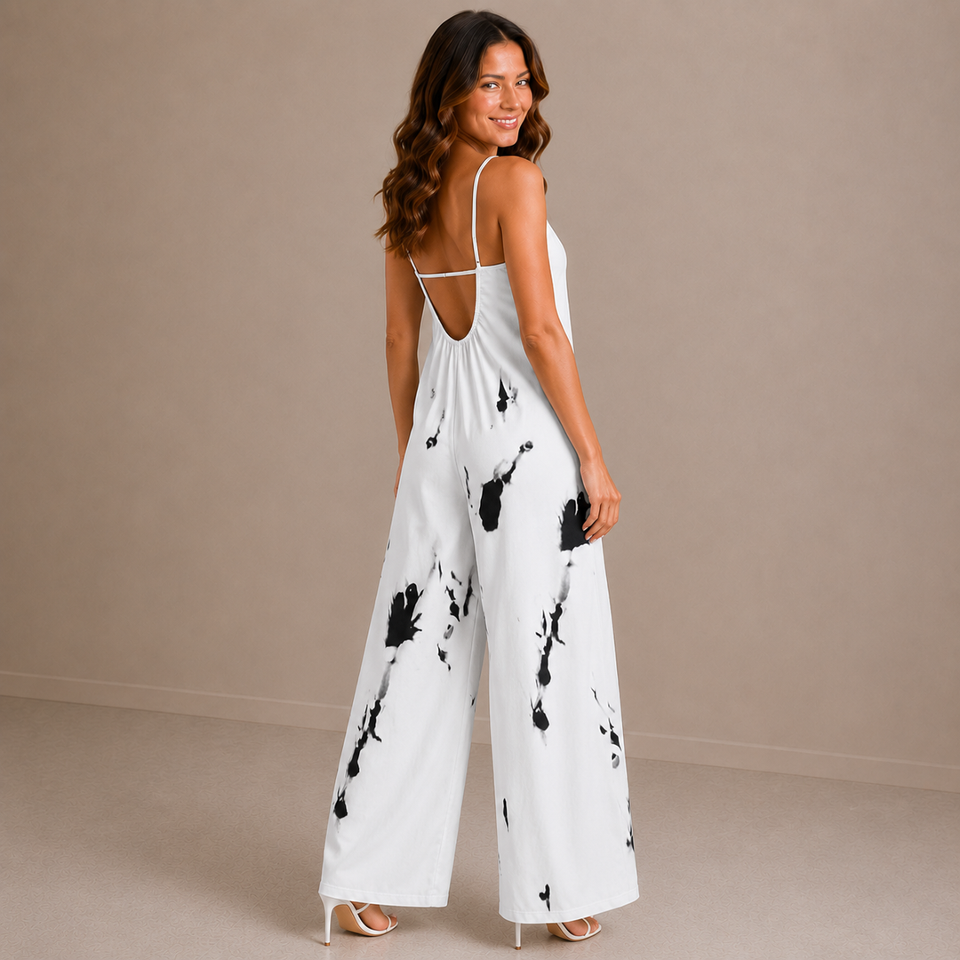 Avery | Casual V-Neck Patterned Full-Length Romper