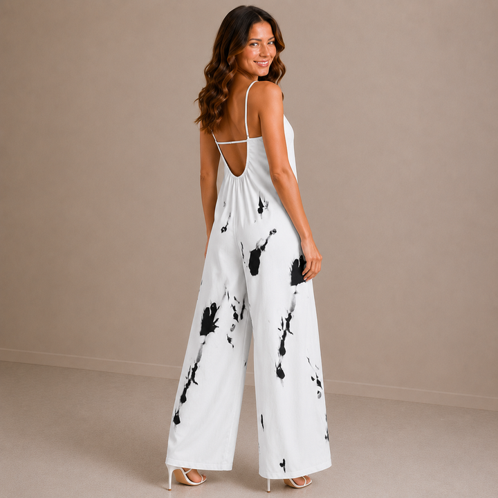 Avery | Casual V-Neck Patterned Full-Length Romper