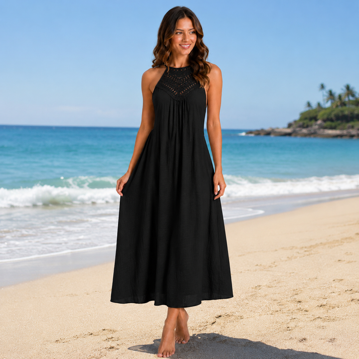 Luna | Halter Neck Side Slit Beach Maxi Dress
