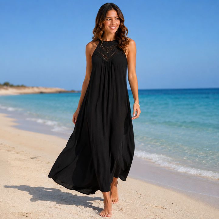 Luna | Halter Neck Side Slit Beach Maxi Dress