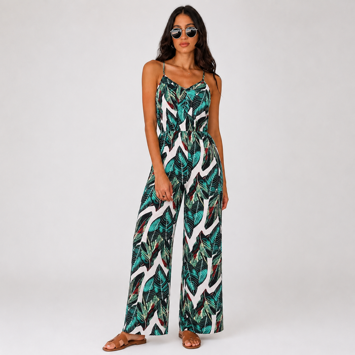 Sofia | Tropical Print Wide-Leg Jumpsuit
