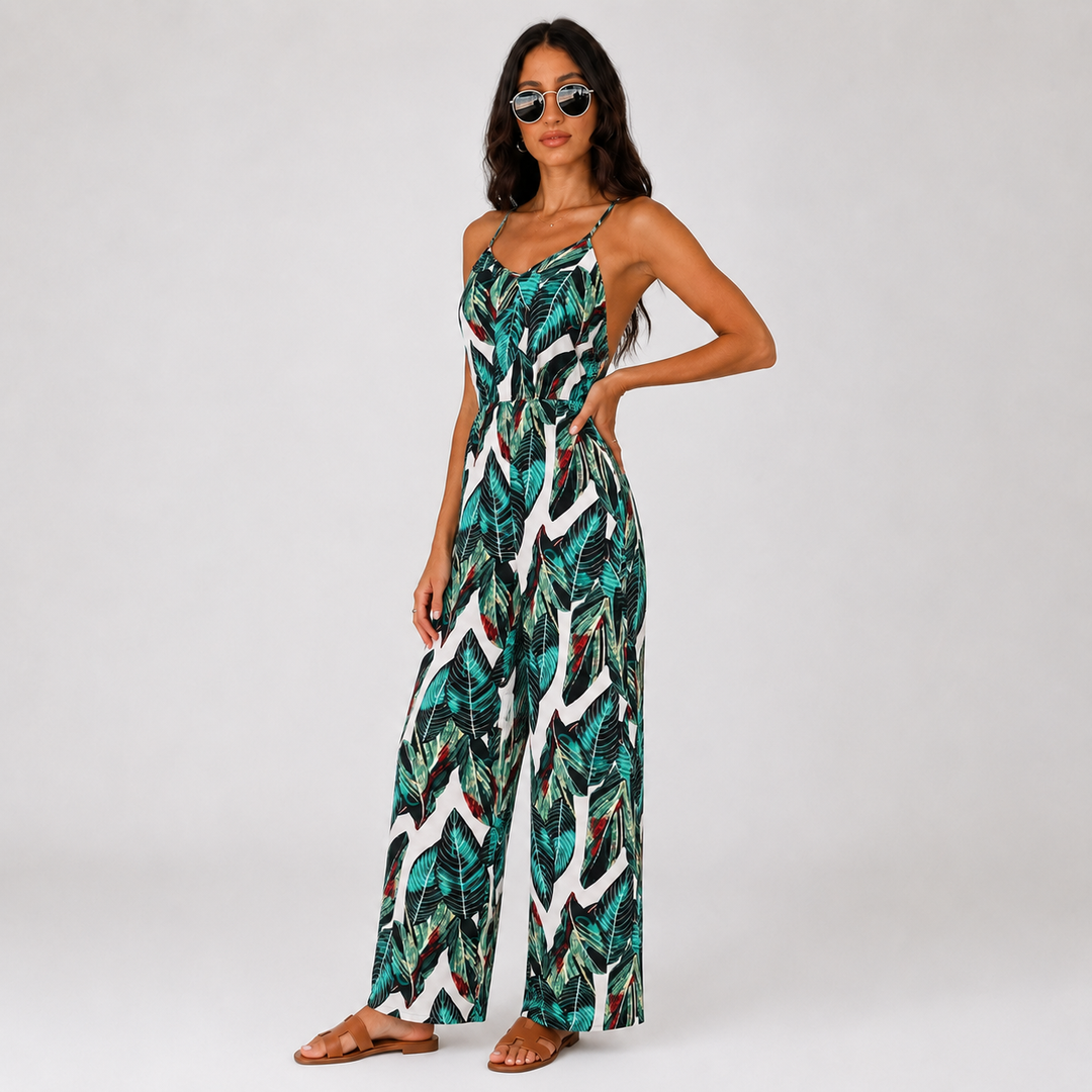 Sofia | Tropical Print Wide-Leg Jumpsuit