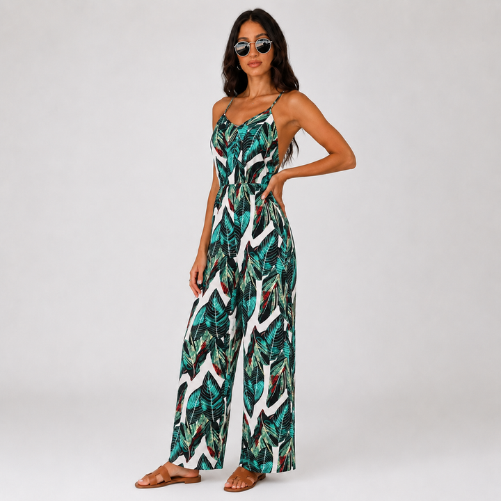 Sofia | Tropical Print Wide-Leg Jumpsuit