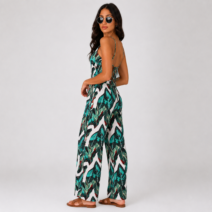 Sofia | Tropical Print Wide-Leg Jumpsuit