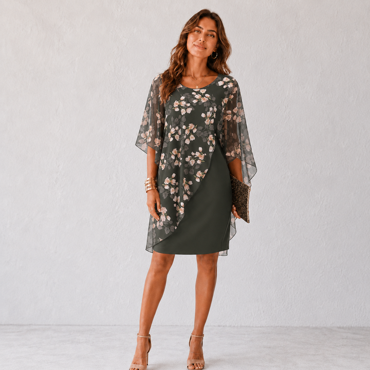 Janice | Floral Overlay Wedding Guest Dress