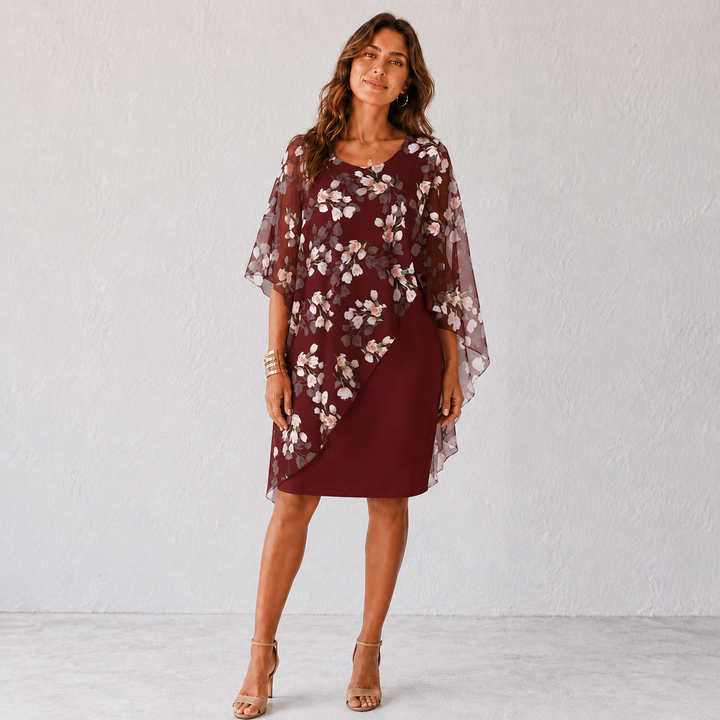 Janice | Floral Overlay Wedding Guest Dress