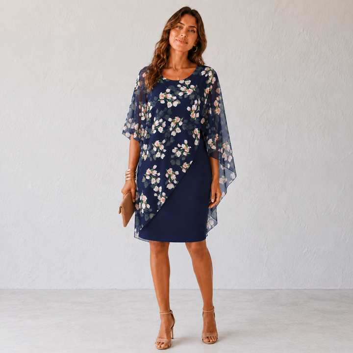Janice | Floral Overlay Wedding Guest Dress