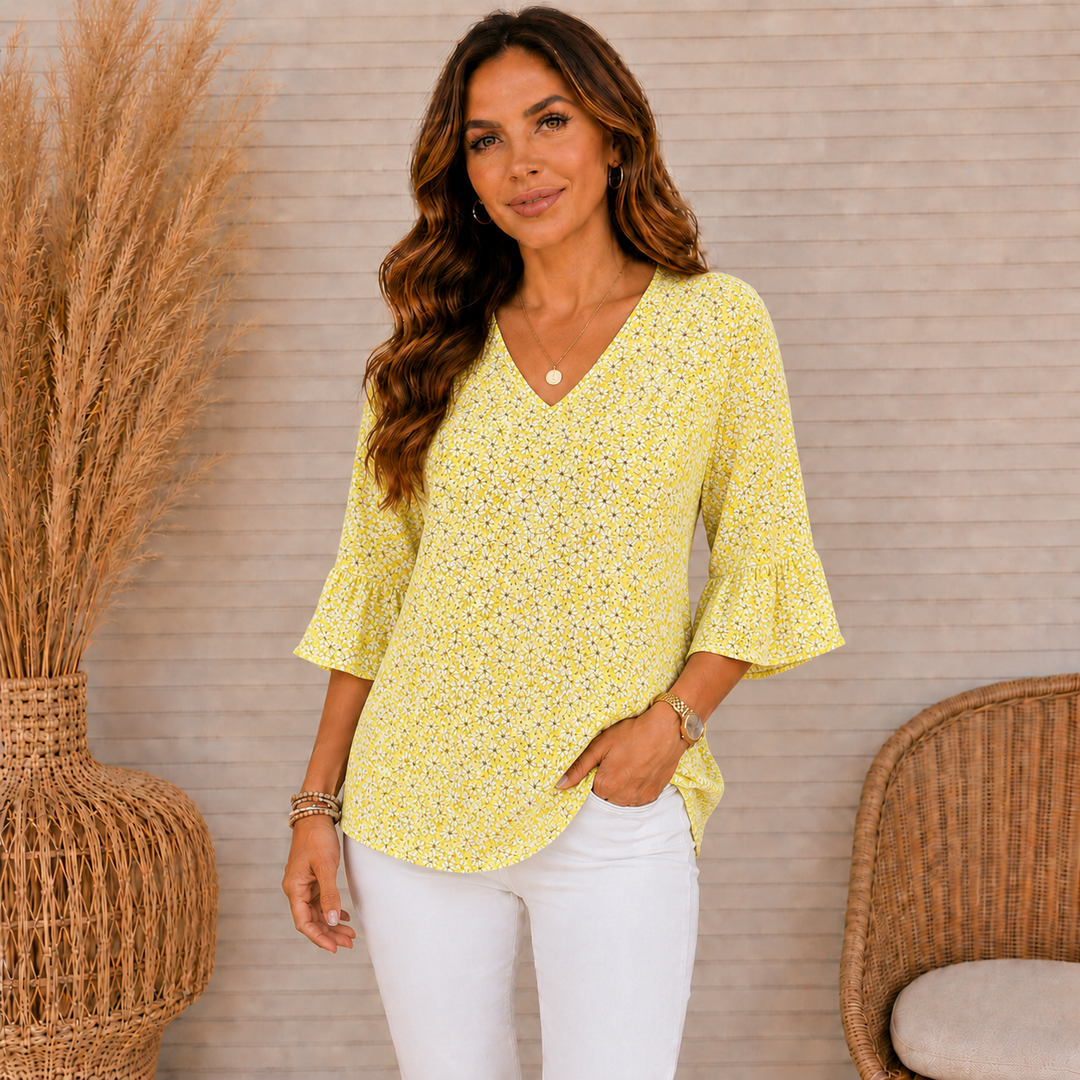 Serena | V-Neck Bell Sleeve Blouse