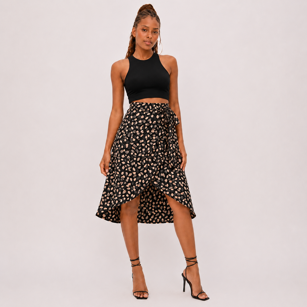 Rachel | Printed Wrap Tie Casual Skirt