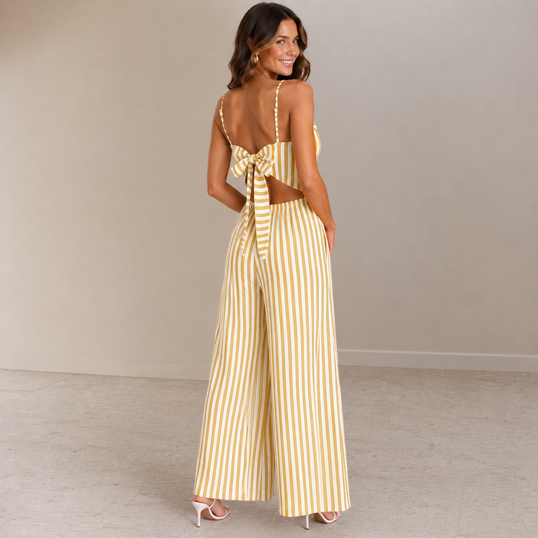 Ciara | Striped Wide-Leg Tie-Back Jumpsuit