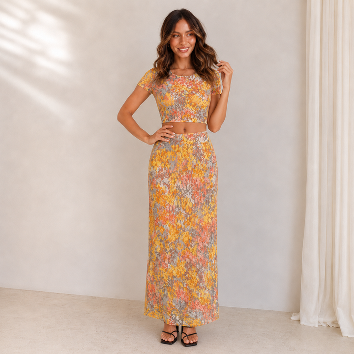 Mia | Floral Two-Piece Maxi Dress