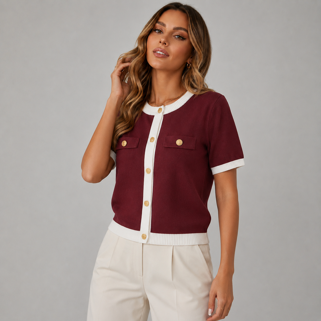 Clara | Elegant Short Sleeve Knit Cardigan