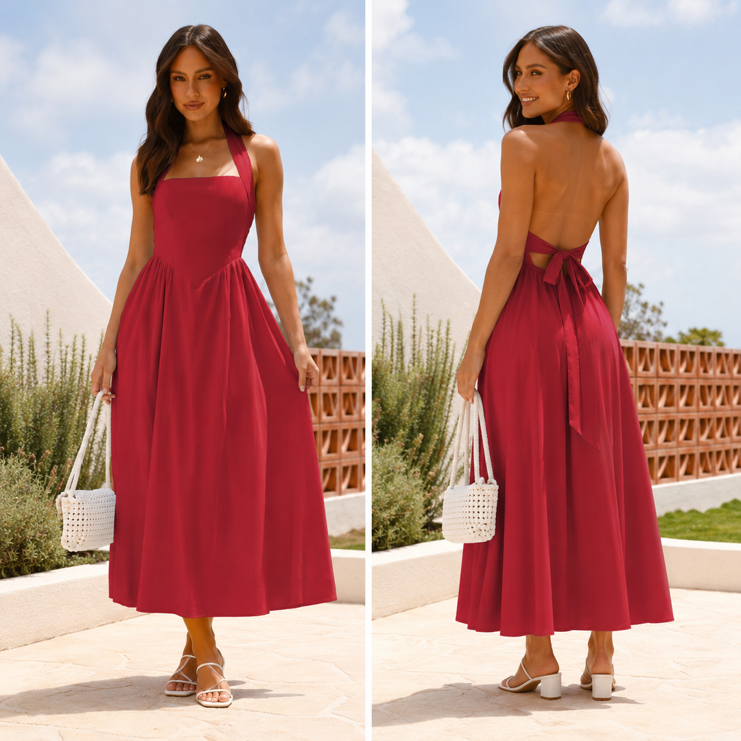 Jane | Halter Backless Summer Midi Dress