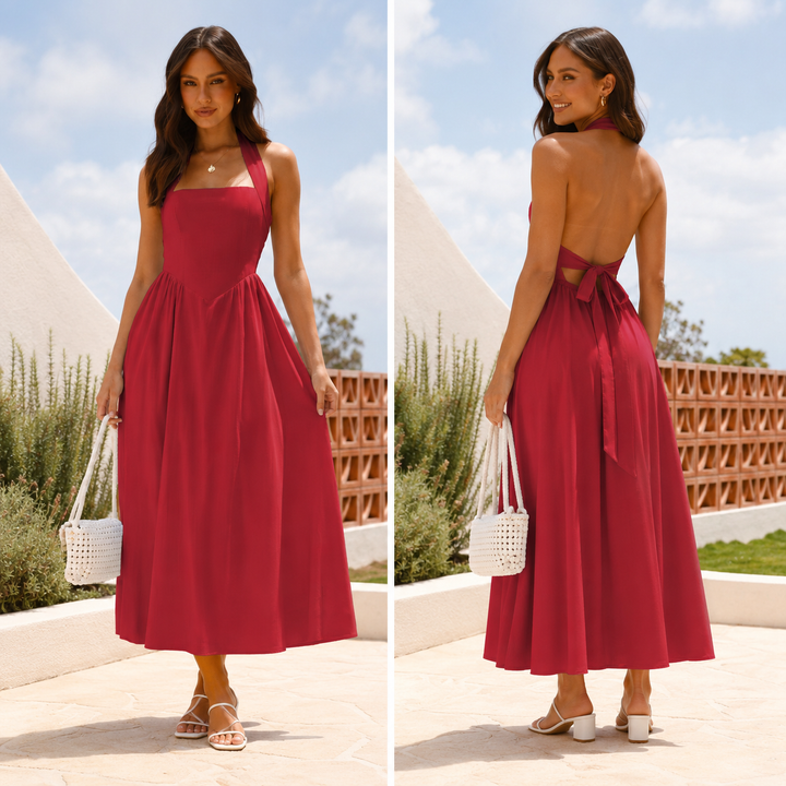 Jane | Halter Backless Summer Midi Dress