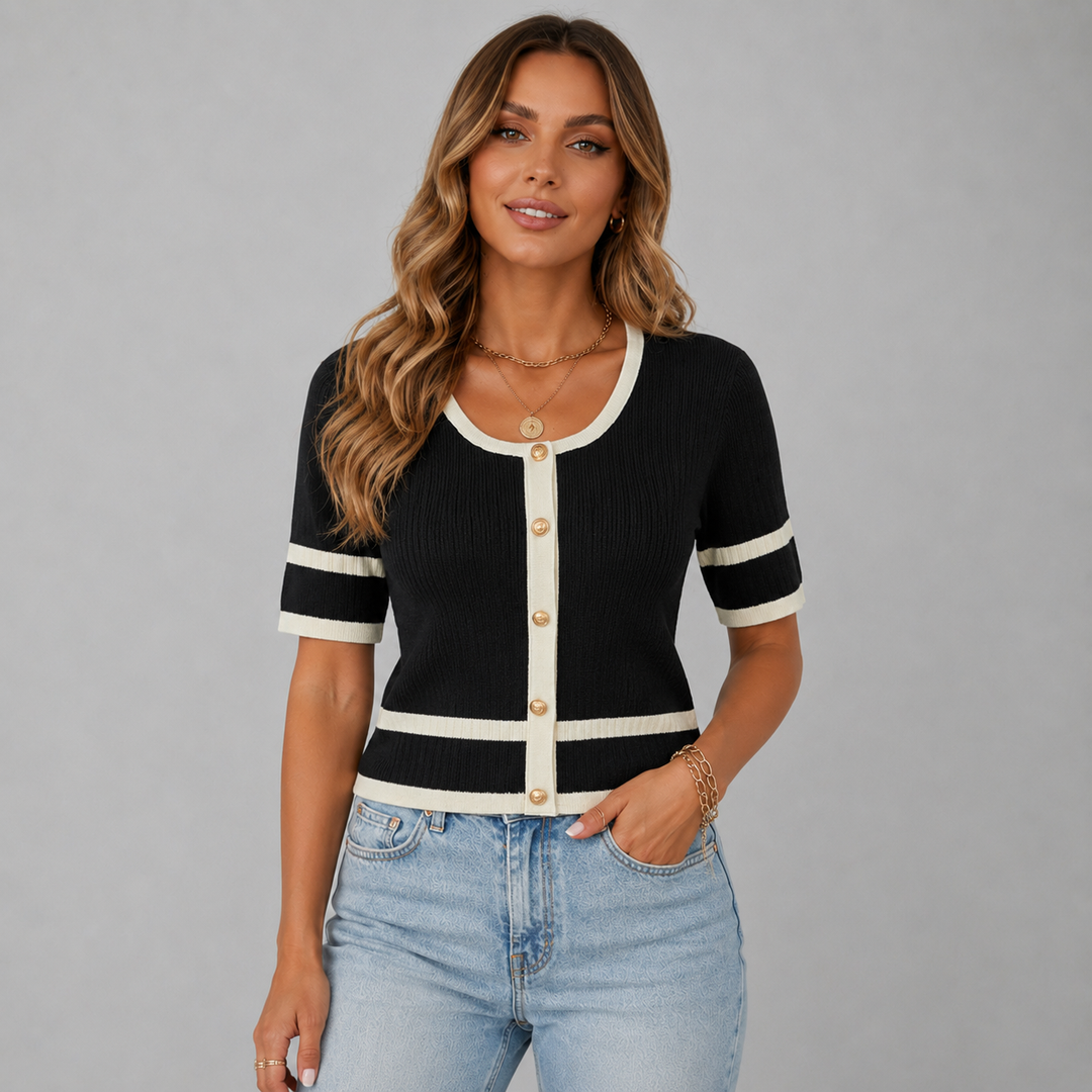 Nora | Short Sleeve Knit Cardigan Top