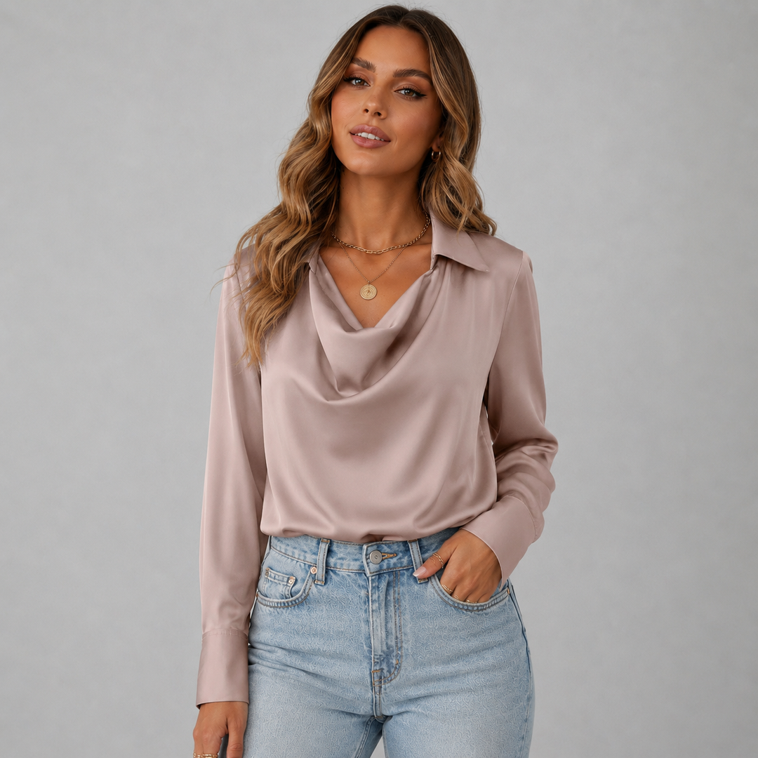 Serena | Elegant Loose Neck Satin Blouse