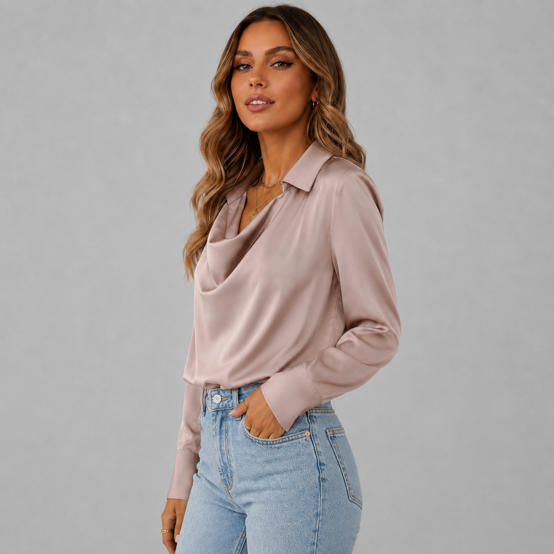 Serena | Elegant Loose Neck Satin Blouse