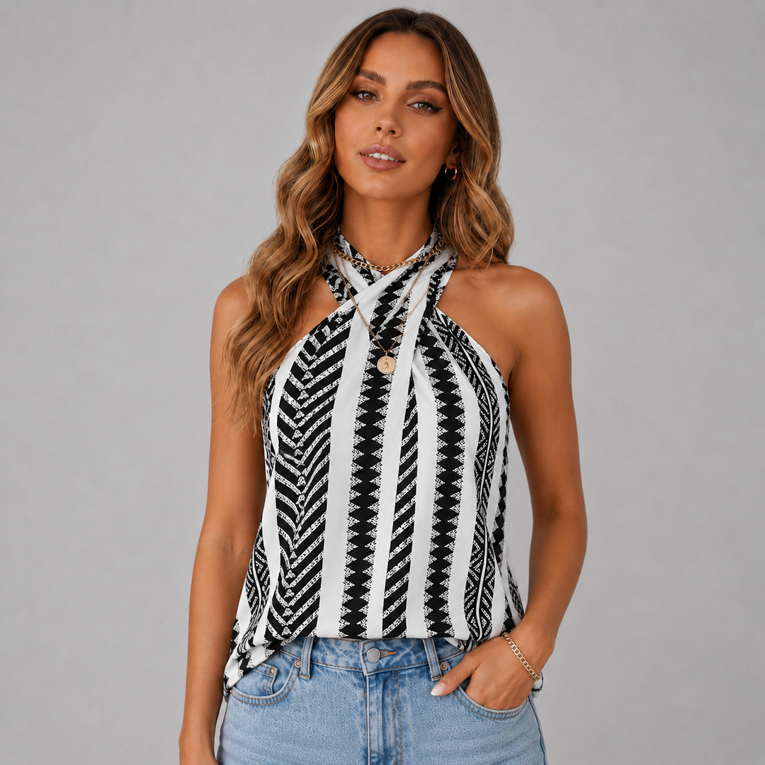 Marisol | Sleeveless Halter Neck Printed Top