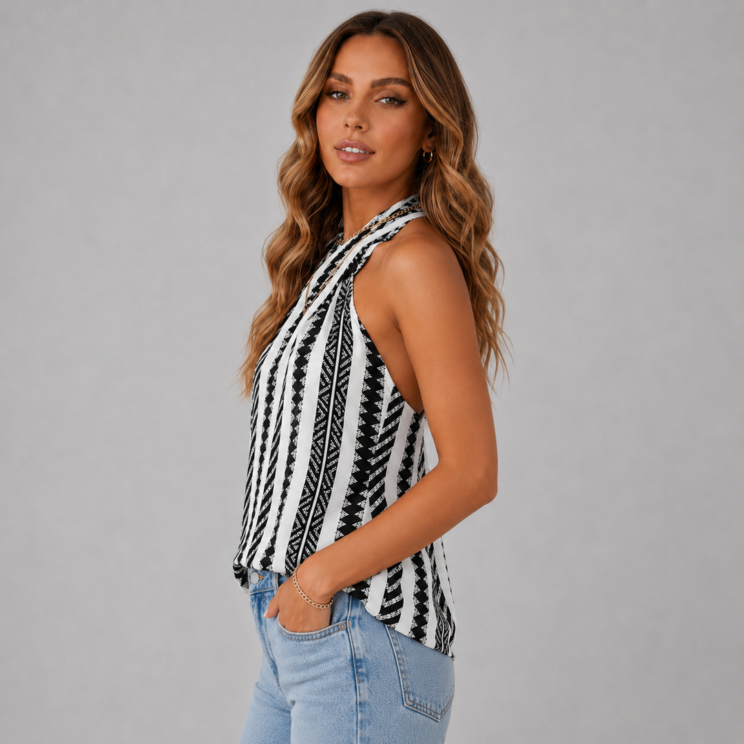 Marisol | Sleeveless Halter Neck Printed Top