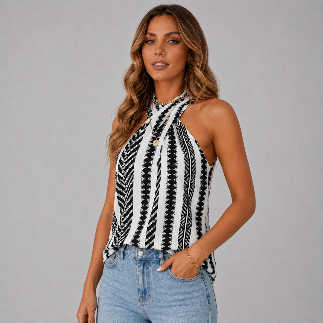 Marisol | Sleeveless Halter Neck Printed Top