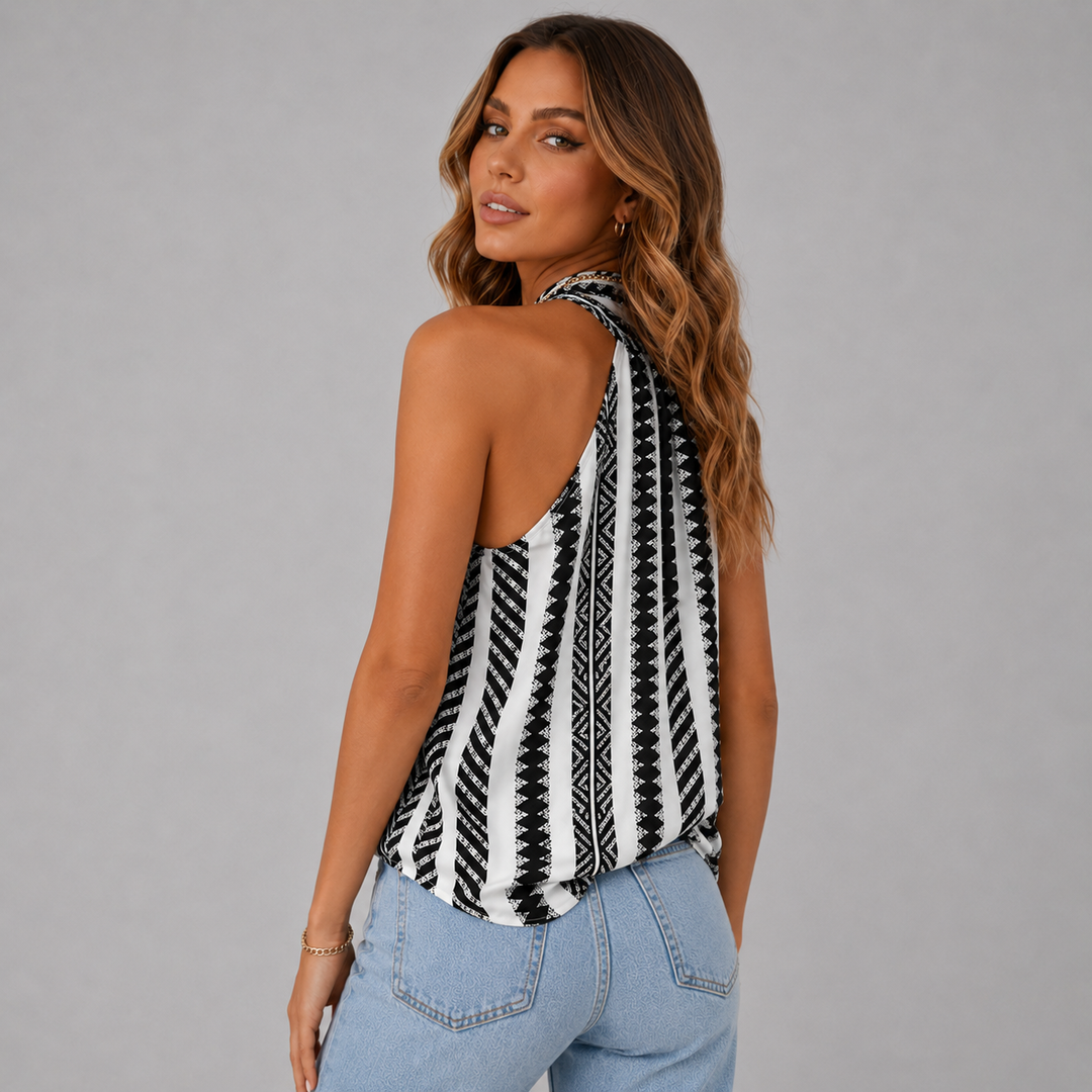 Marisol | Sleeveless Halter Neck Printed Top