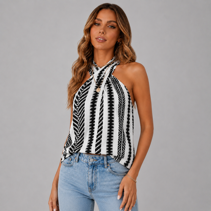 Marisol | Sleeveless Halter Neck Printed Top