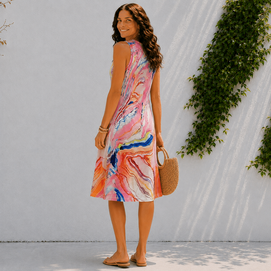 Marielle | Abstract Print A-Line Midi Dress
