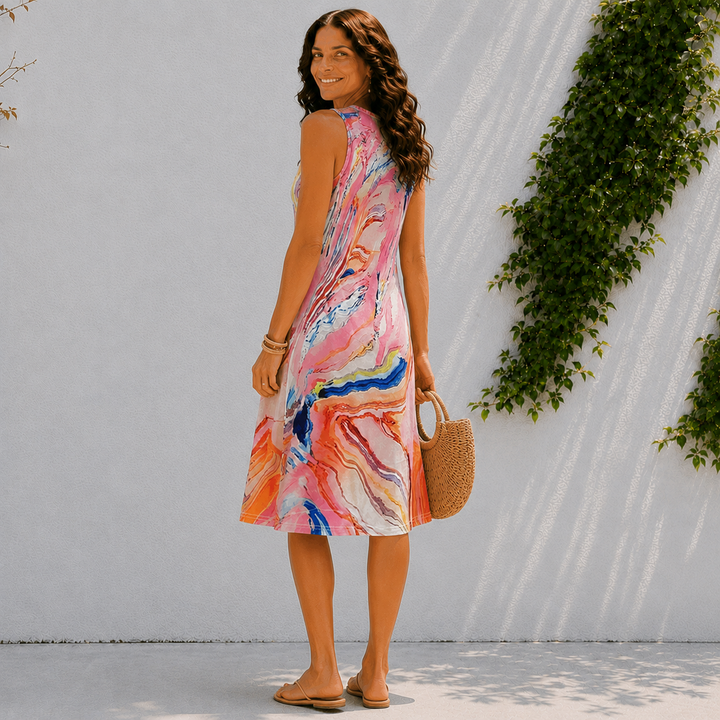 Marielle | Abstract Print A-Line Midi Dress