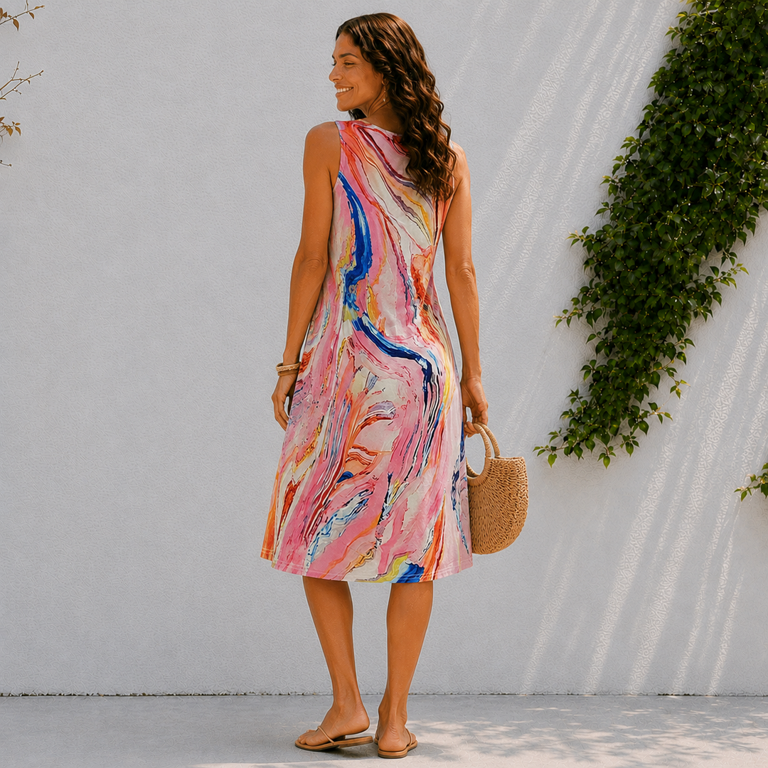 Marielle | Abstract Print A-Line Midi Dress