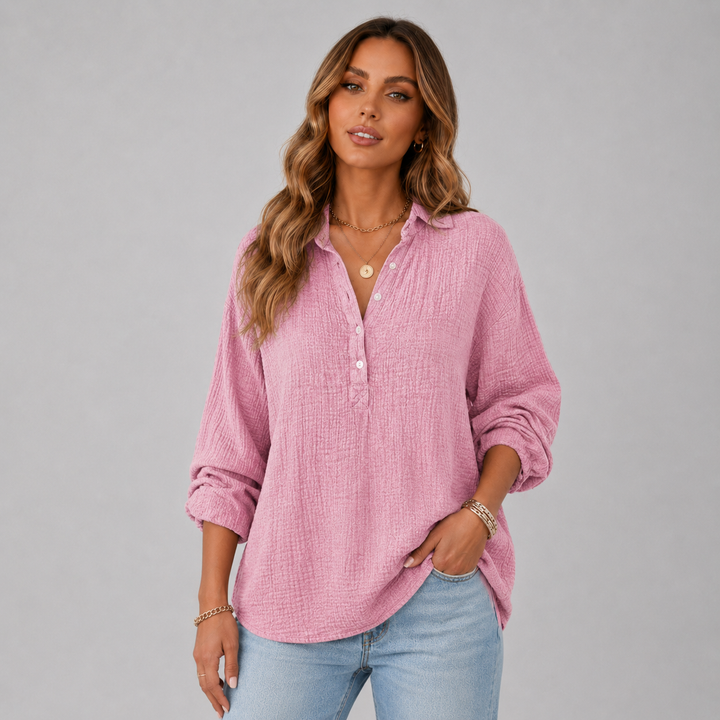 Amelie | Elegant Textured Button Blouse