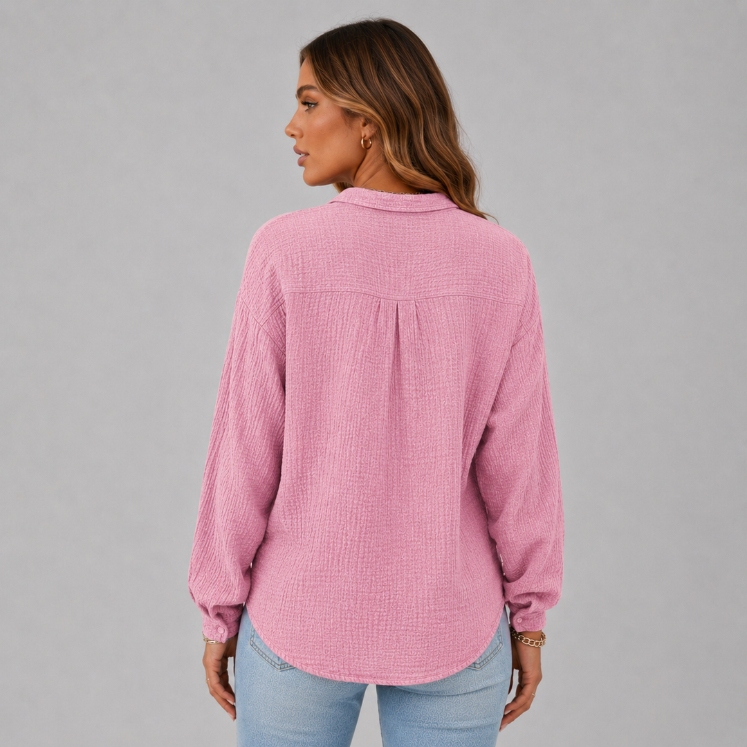 Amelie | Elegant Textured Button Blouse