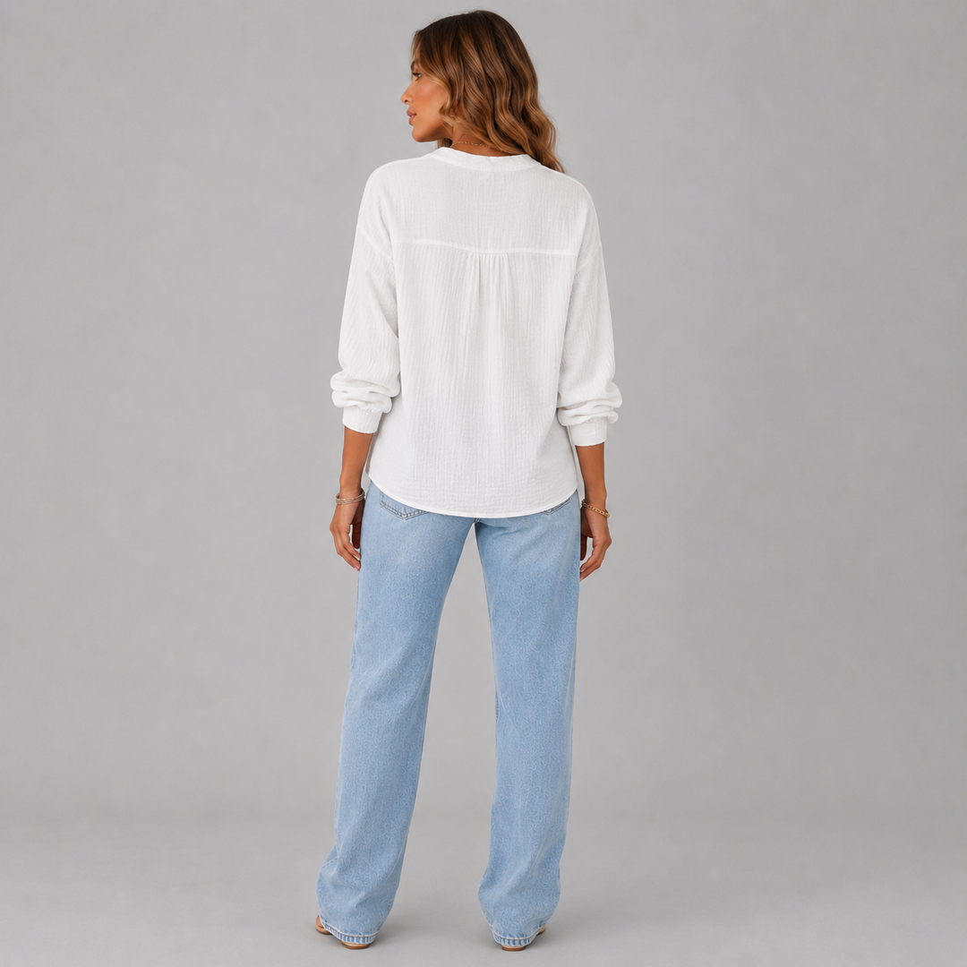 Amelie | Elegant Textured Button Blouse