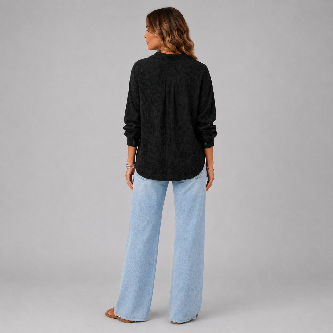 Amelie | Elegant Textured Button Blouse