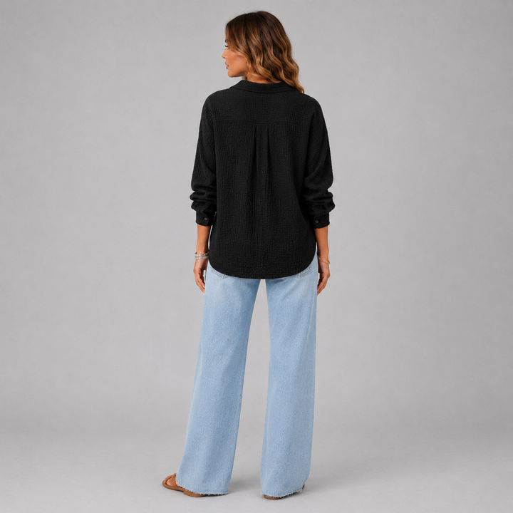 Amelie | Elegant Textured Button Blouse