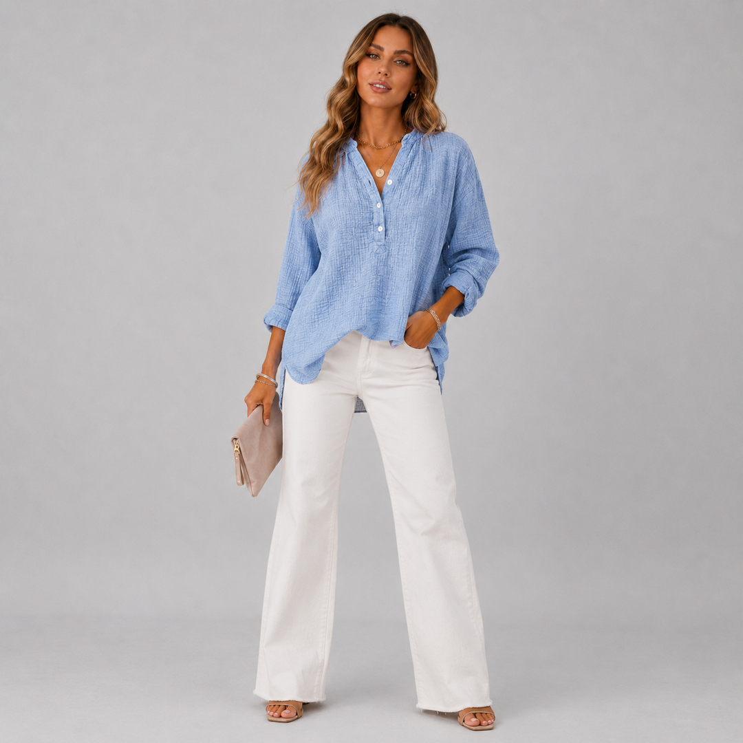 Amelie | Elegant Textured Button Blouse