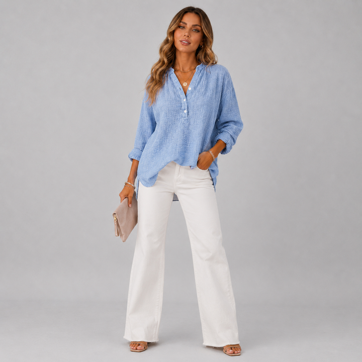 Amelie | Elegant Textured Button Blouse
