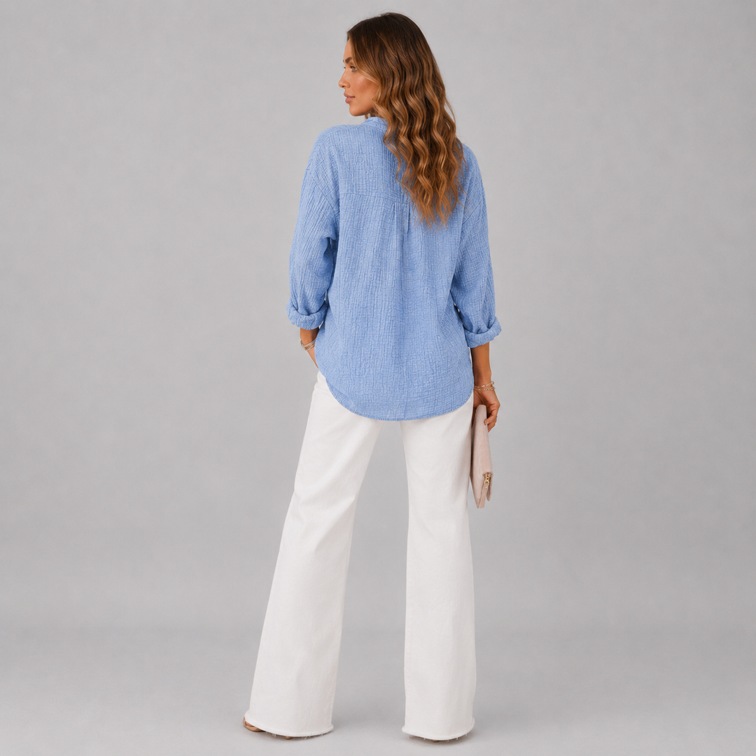 Amelie | Elegant Textured Button Blouse