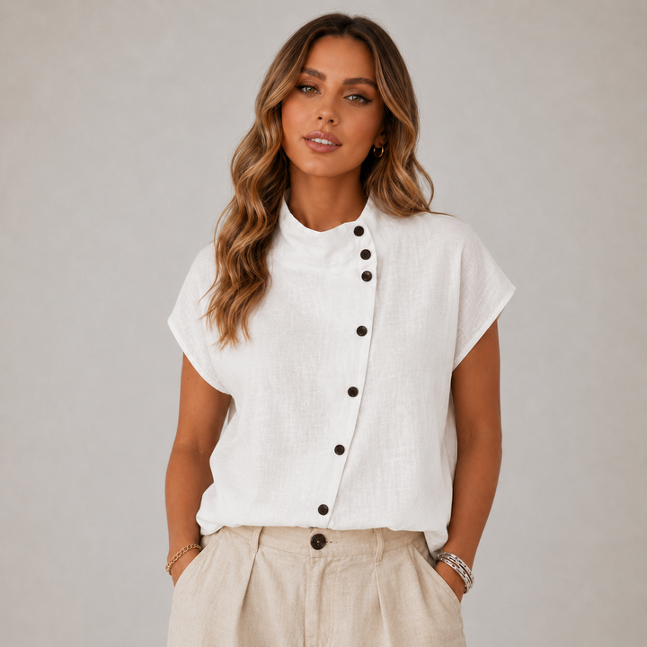 Nora | Stand-Collar Button Blouse