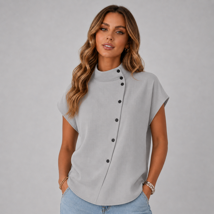 Nora | Stand-Collar Button Blouse